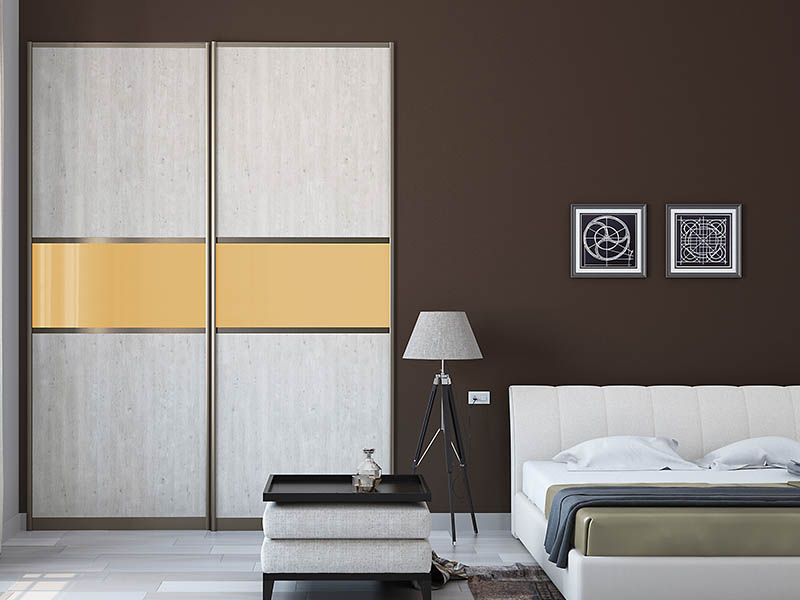 Exotic Yellow & Beige Sliding Door Bedroom Wardrobe HomeLane
